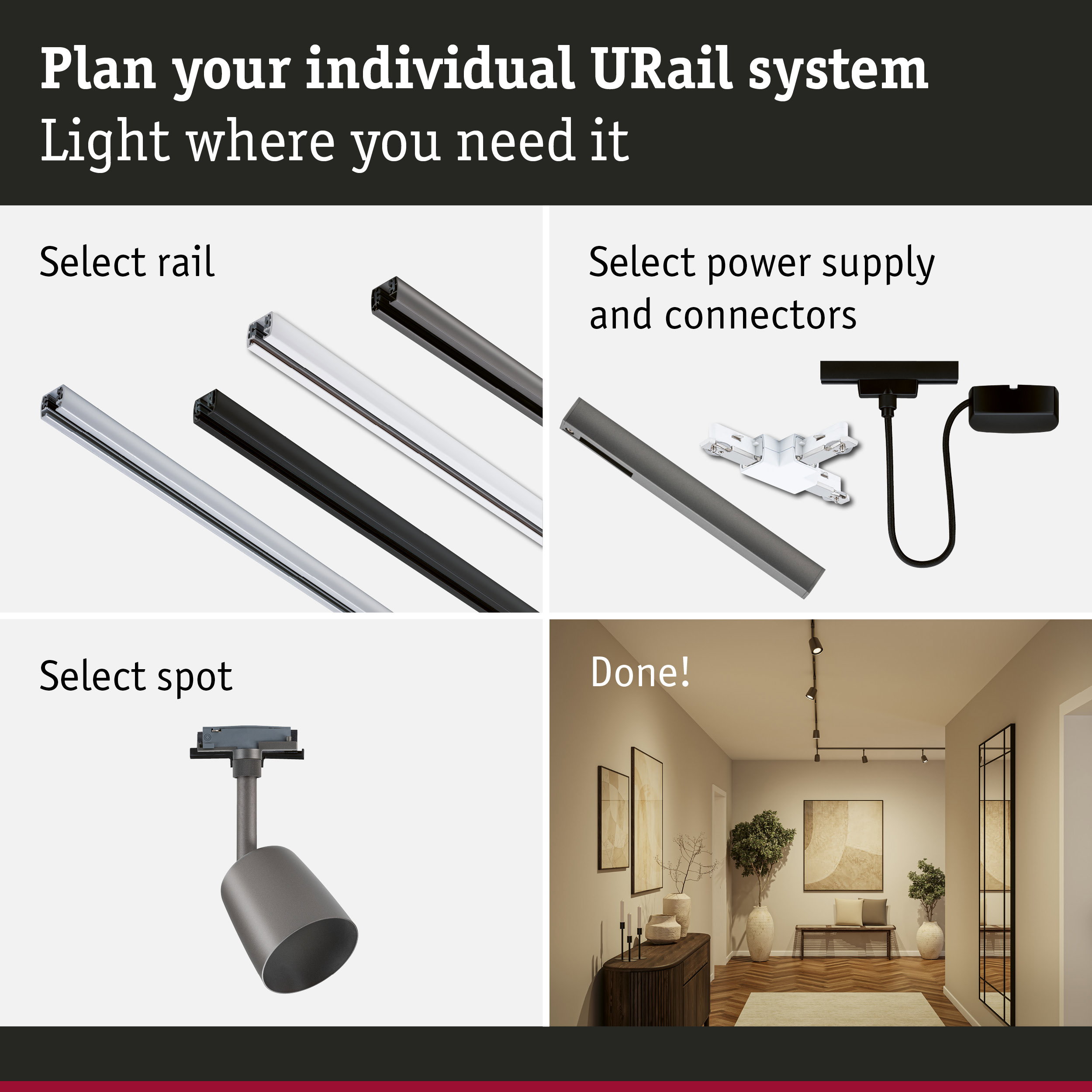 URail Rail spot Cover Individual Spot GU10 max. 10W dimmable 230V Titanium