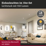 10er-Set Einbauleuchten mit 550 Lumen und warmweißem Licht 3000K für gemütliche Raumbeleuchtung