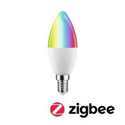 Bunte Zigbee LED-Kerzenlampe mit E14-Fassung in Weiß und Regenbogenfarben für Smart Home Beleuchtung