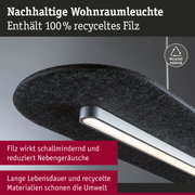 Nachhaltige Wohnraumleuchte mit schwarzem Filzschirm aus 100% recyceltem Material und LED-Licht