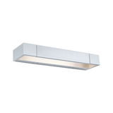 Modern rectangular LED wall light in silver aluminum with warm white light for indoor use