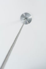 Ceiling with brushed aluminum canopy and grey cable for modern pendant light fixture