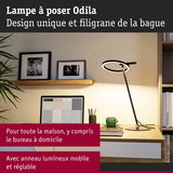 Lampe de bureau noire Odila avec anneau LED réglable, parfaite pour le bureau à domicile