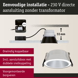 Witte LED inbouwspot met 55 mm inbouwdiepte en directe 230 V aansluiting zonder transformator
