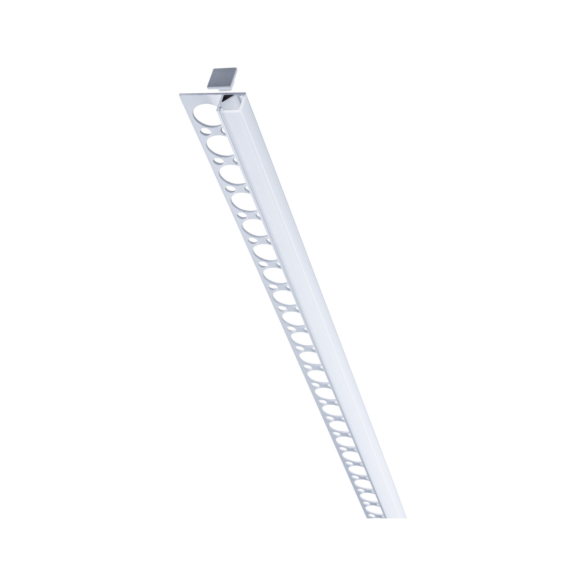 Profil en aluminium blanc avec bord perforé pour bandes LED, accessoire d'éclairage moderne