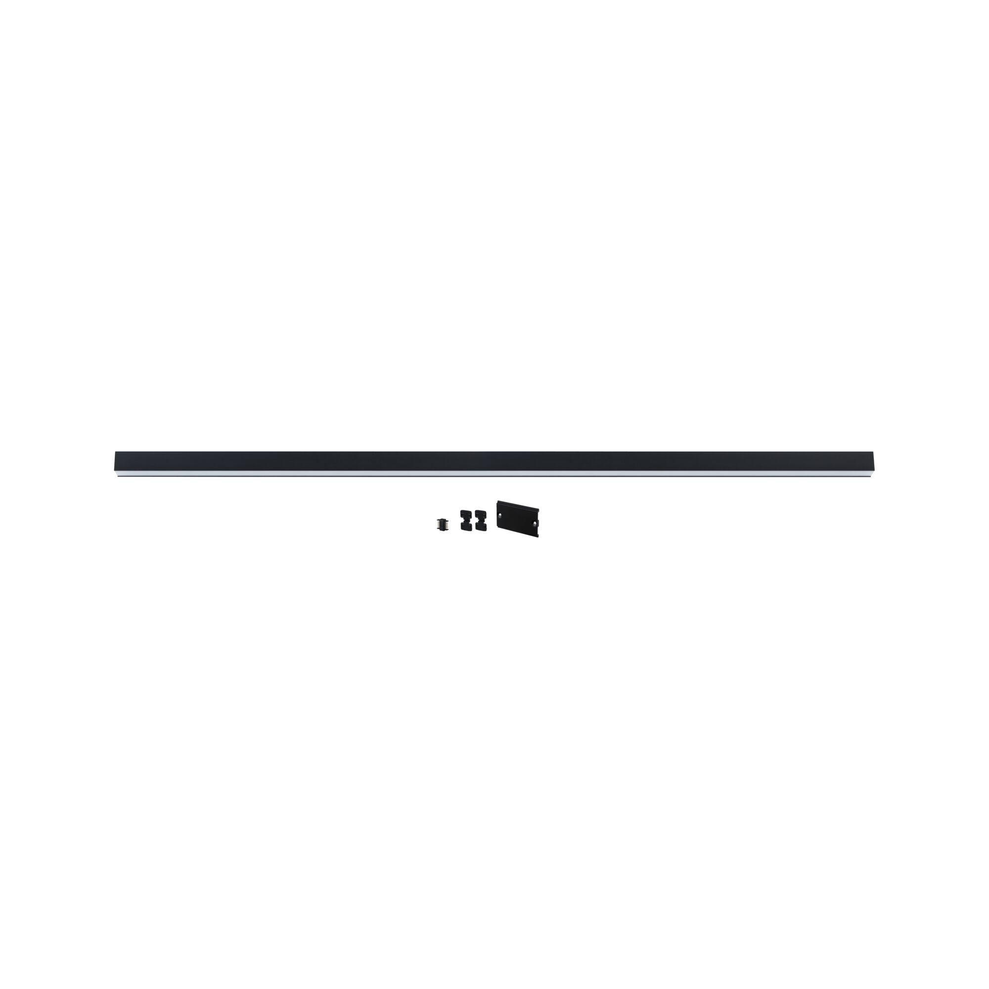 Black aluminum LED light bar with mounting accessories for modern indoor lighting