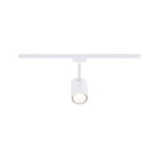 Modern white metal LED spotlight on track system for flexible room lighting