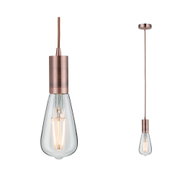 Hanglamp met koperen metalen behuizing en zichtbare lamp voor moderne interieurverlichting