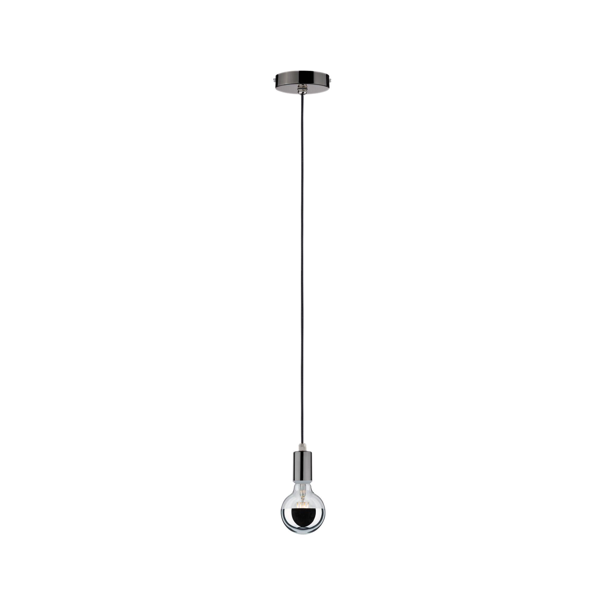 Modern pendant light with black cord and half-mirrored bulb for stylish interior lighting