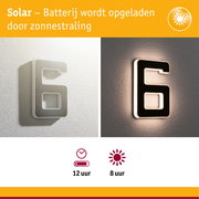 Zonne-energie LED-wandlamp in wit en zwart met energiezuinige verlichting en lange batterijduur