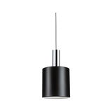 Black metal pendant lamp with chrome suspension part for modern indoor lighting design