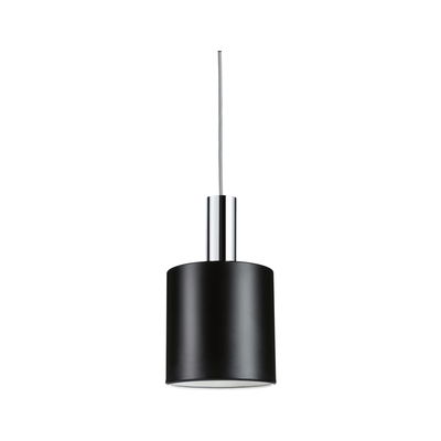 Black metal pendant lamp with chrome suspension part for modern indoor lighting design
