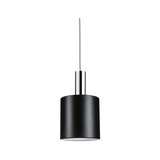Black metal pendant lamp with chrome suspension part for modern indoor lighting design