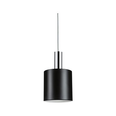 Black metal pendant lamp with chrome suspension part for modern indoor lighting design