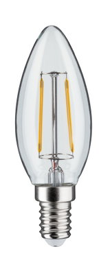 Clear glass LED candle bulb with E14 base, energy-saving light for home use