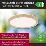 Rundes LED-Deckenlicht Atria Shine mit Holzrahmen in Naturfarbe, energieeffizient und umweltbewusst