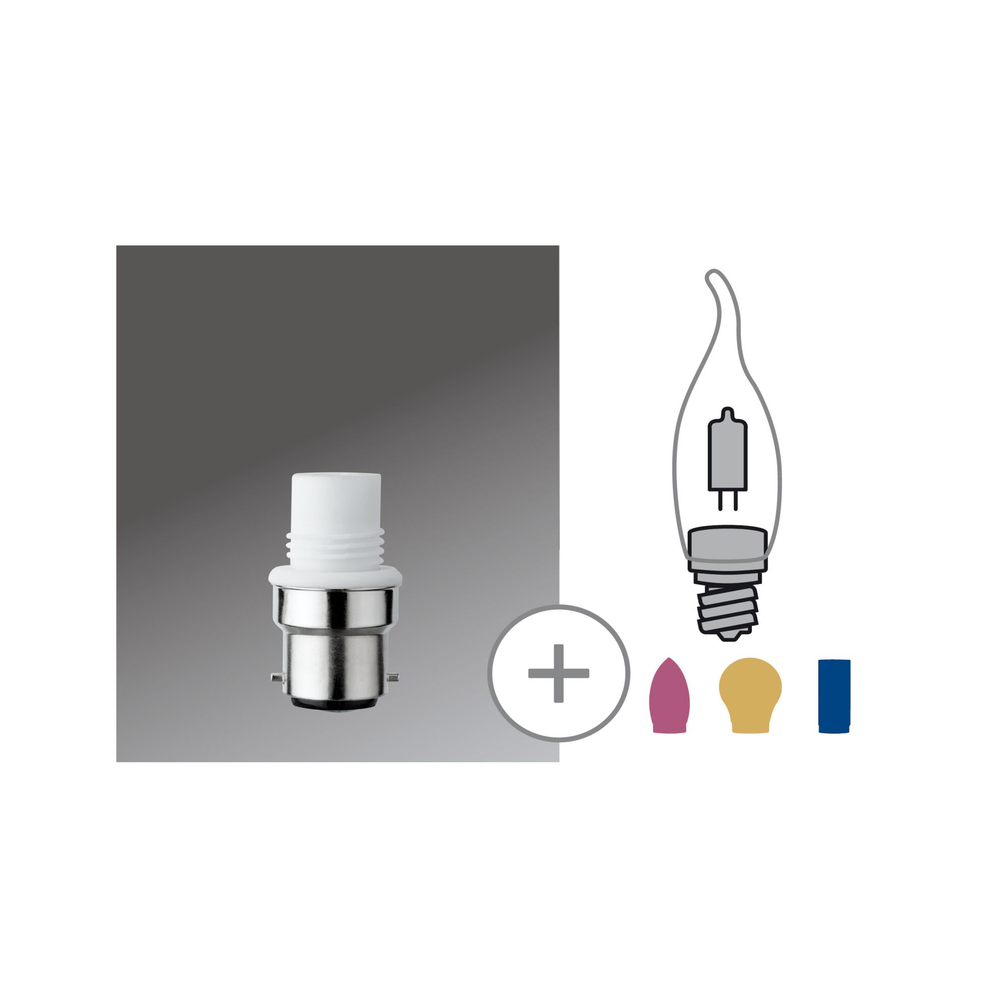 Lyskildeadapter G9 / B22d max. 75W Hvid Hvid lampeadapter med metalbase og stearinlys pære ikon til LED belysning tilbehør
