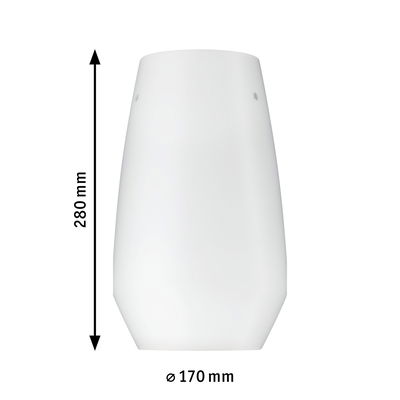 Abat-jour en verre blanc de 280 mm de hauteur et 170 mm de diamètre pour éclairage moderne