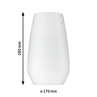 White glass lampshade 280 mm high and 170 mm diameter for modern lighting solutions