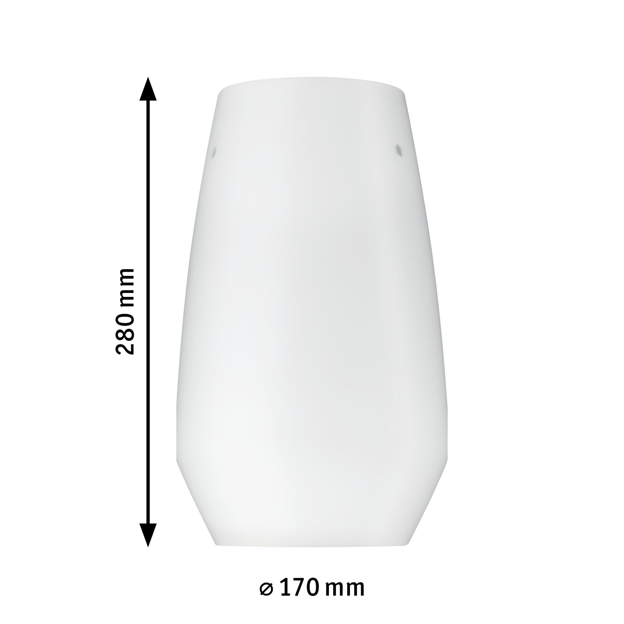 Biały szklany klosz o wysokości 280 mm i średnicy 170 mm do nowoczesnego oświetlenia