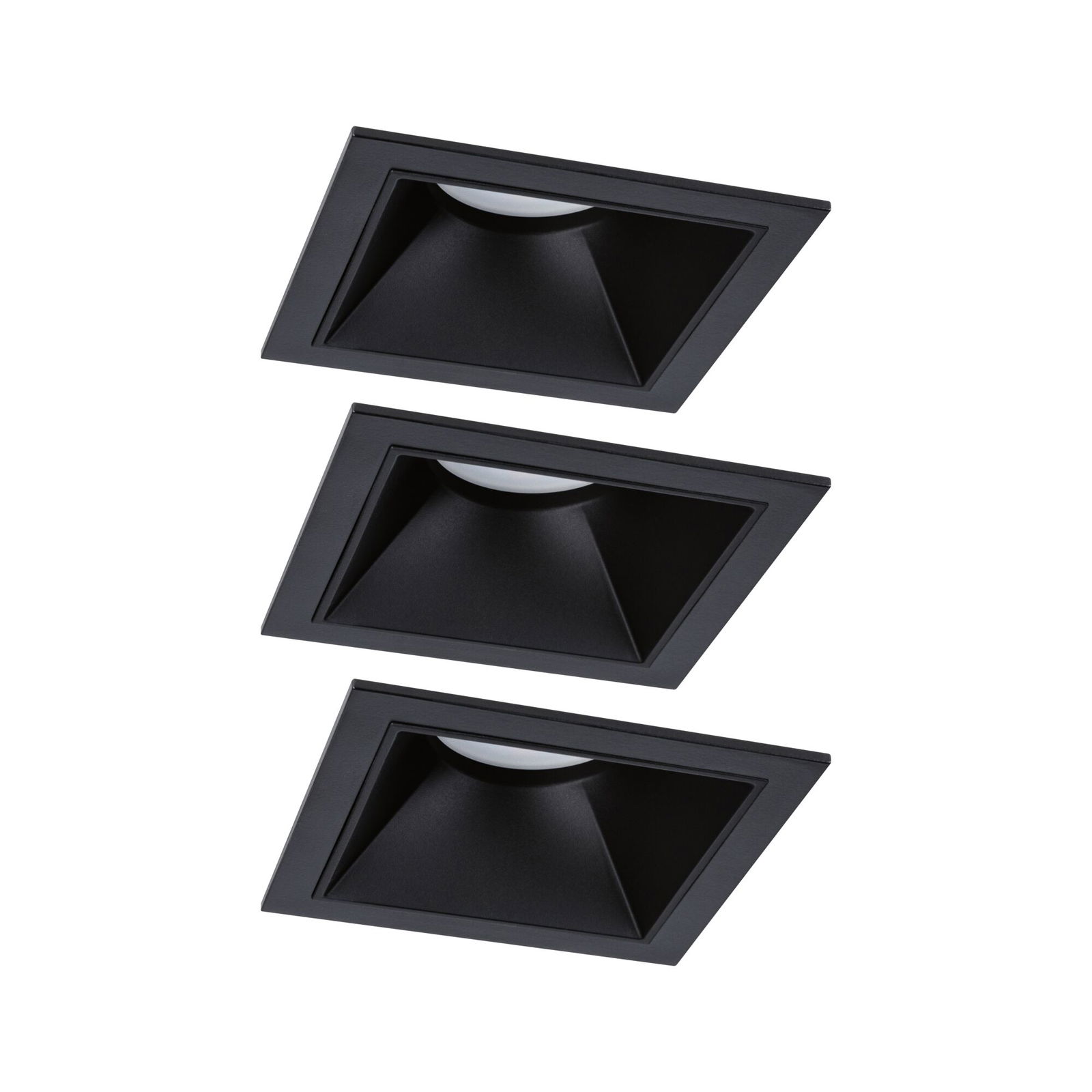 LED-inbouwlamp 3-Step-Dim Cole Coin Basisset IP44 hoekig 88x88mm Coin 3x6W 3x470lm 230V dimbaar 2700K Zwart