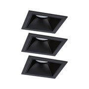 Drei schwarze quadratische Einbauleuchten aus Metall für moderne LED-Deckenbeleuchtung