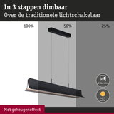 Zwarte LED-hanglamp met 3-staps dimfunctie en warm wit licht voor woonruimtes
