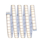 Flexibler LED-Lichtstreifen mit warmweißem Licht und selbstklebender Rückseite für vielseitige Beleuchtung.
