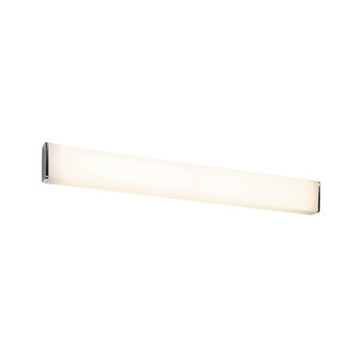 Slim LED wall light with opal glass and chrome ends for modern home lighting