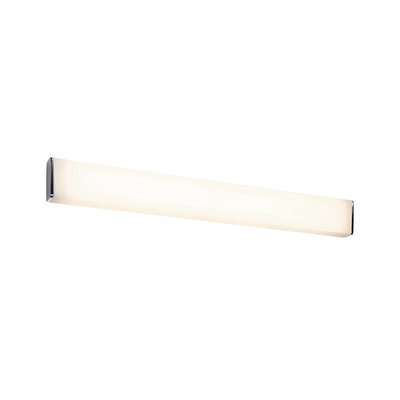 Slanke LED-wandlamp met opaal glas en chromen uiteinden voor moderne verlichting
