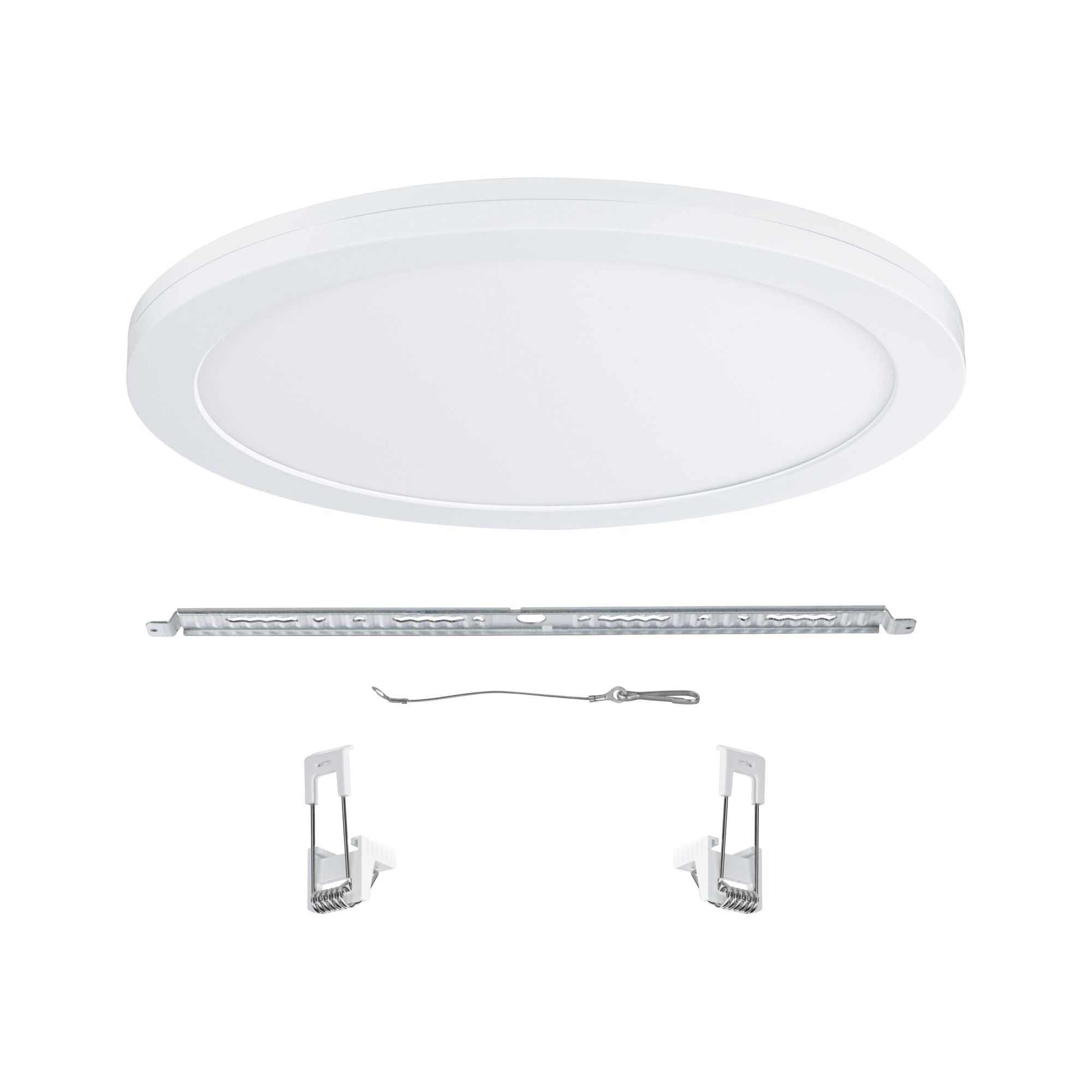 Rond wit LED-plafondpaneel met metalen en kunststof montagematerialen voor moderne verlichting