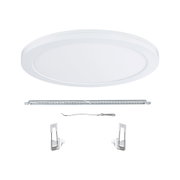 Round white LED ceiling panel made of plastic with mounting accessories for energy-saving lighting