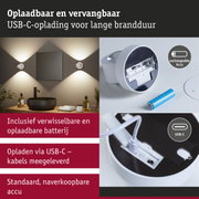 Witte LED-wandlamp met USB-C-oplading en verwisselbare batterij voor langdurige verlichting