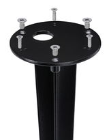 Black metal bracket with six silver screws, designed for lighting fixture installation.