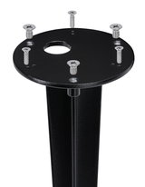 Black metal bracket with six silver screws, designed for lighting fixture installation.