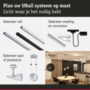 Modulair URail railsysteem met aluminium rails in zwart en wit voor flexibele LED-verlichting