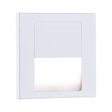White square LED recessed wall light made of metal with warm white light for stairway illumination