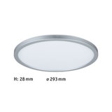 Round LED ceiling light with silver aluminium frame and white diffuser, energy-saving lamp