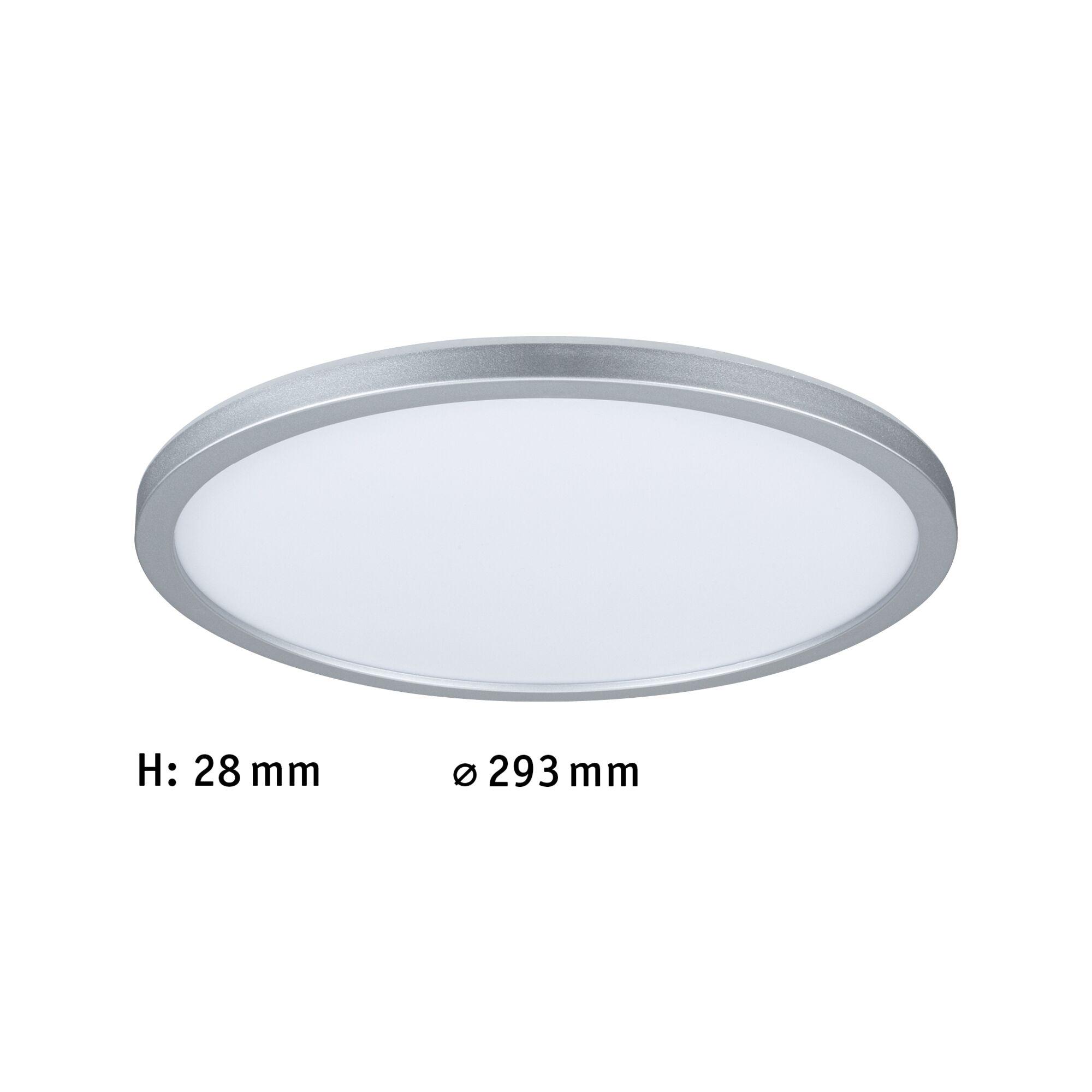 Round LED ceiling light with silver aluminium frame and white diffuser, energy-saving lamp