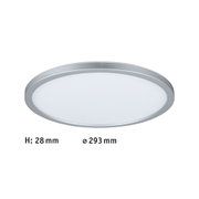 Round LED ceiling light with silver aluminium frame and white diffuser, energy-saving lamp