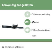 Zwart verbindingskabel met stekkers voor verlichtingssystemen, eenvoudig aan te sluiten en uit te breiden
