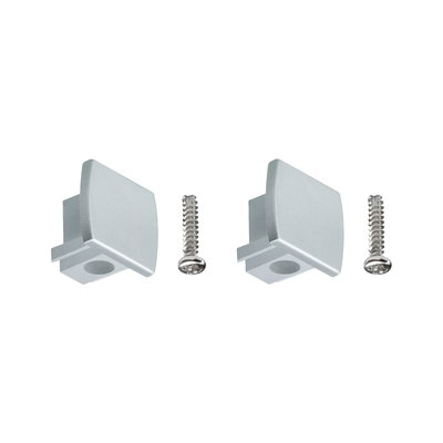 Twee zilverkleurige metalen eindkappen met schroeven voor LED aluminium profielen, LED-verlichtingsaccessoire