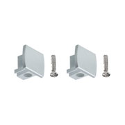 Two white plastic wall brackets with screws for easy LED light fixture installation