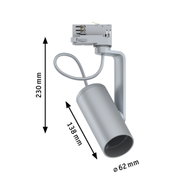 Grauer LED-Strahler mit 230 mm Höhe und 62 mm Durchmesser, moderner Spot für Innenbeleuchtung