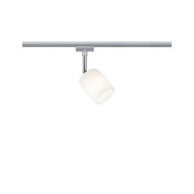 Spot sur rail moderne avec verre blanc et métal argenté pour éclairage LED flexible