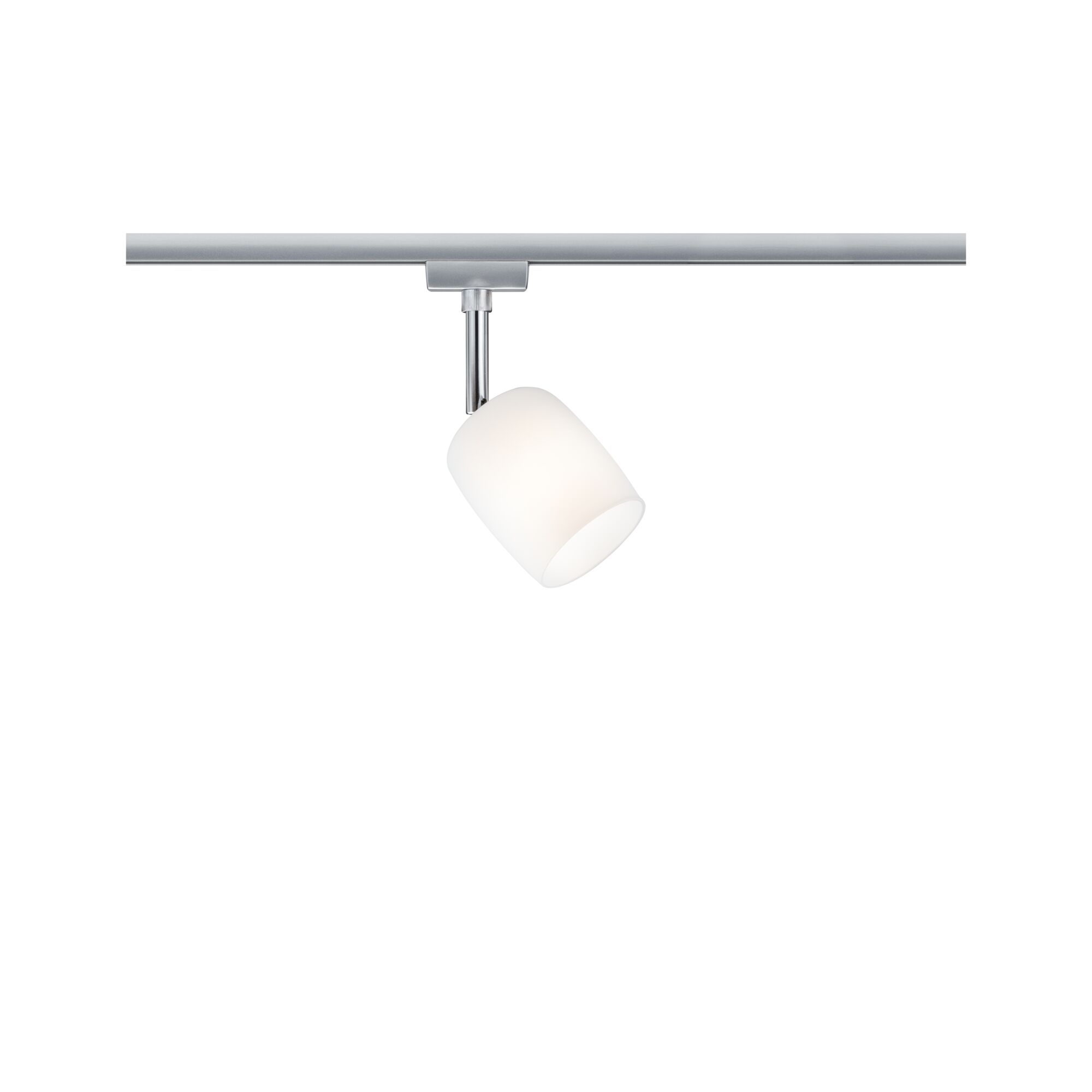 Modern track spotlight with white glass and silver metal for flexible LED lighting