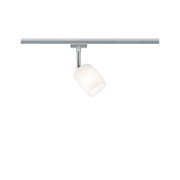 Modern track spotlight with white glass and silver metal for flexible LED lighting