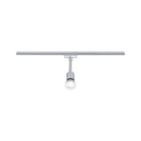 Modern silver metal LED spotlight on track system for flexible room lighting and design