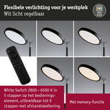 Zwarte LED-bureaulamp met instelbaar wit licht en afstandsbediening voor flexibele werkplekverlichting