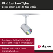 URail Spot Luxe Zigbee silver track spotlight with smart Zigbee light source and color changing LED